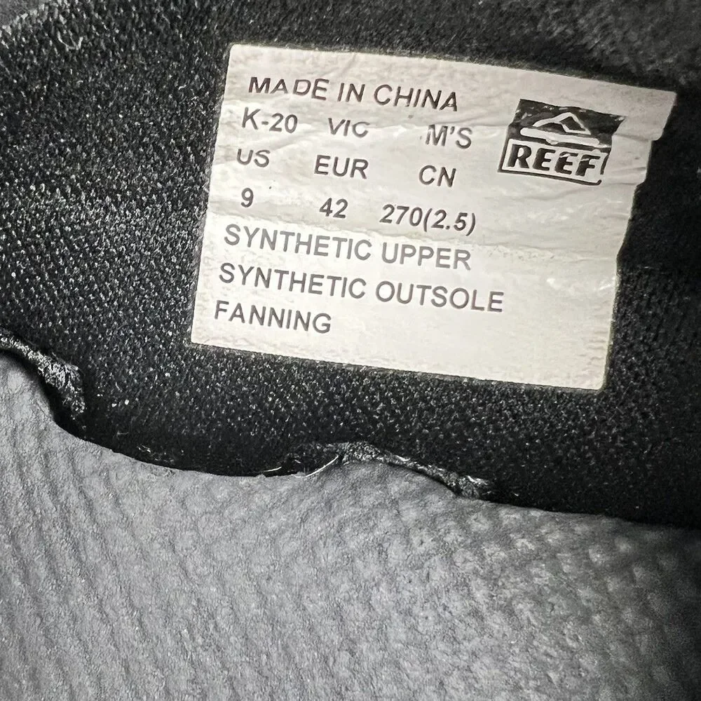 Reef Fanning Sandal Men’s 9 Charcoal Black With Bottle Opener‎
